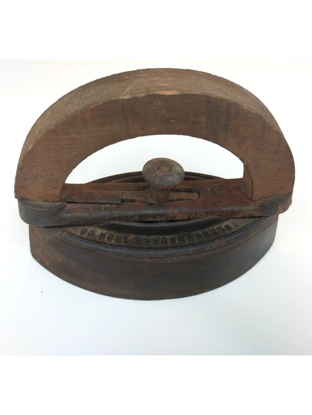 Ober Antique Cast Iron 4 Pound Sad Iron Wooden Handle Rustic Primitive